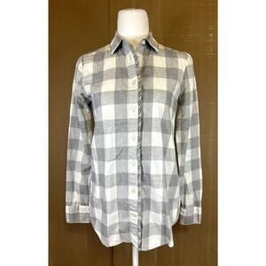 Banana Republic Gray Checkered Button Down Top